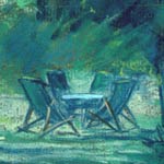 detail of:
Early Morning at The Orchard, Grantchester