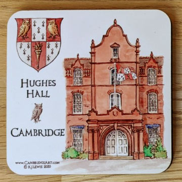 Coaster of Hughes Hall Cambridge