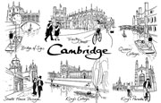 fridge magnet of drawings of popular Cambridge views
