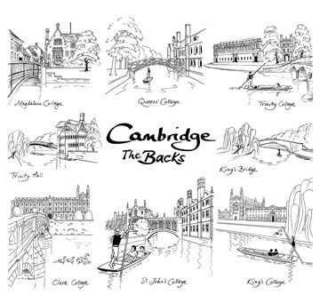 Greeting Card of Cambridge Line drawings