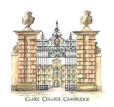 greeting card of Clare College, Cambridge