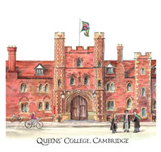 greeting card of Queens College, Cambridge