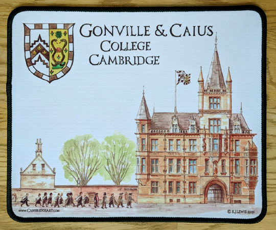 Mouse mat of Gonville and Caius College Cambridge