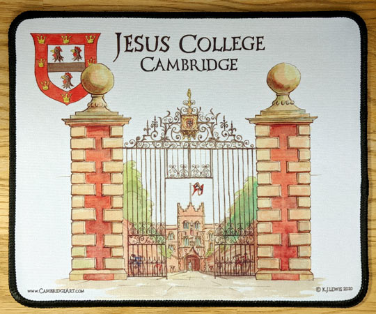 Mouse mat of Jesus College Cambridge