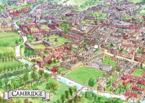 Cambridge aerial view postcard