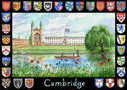 Cambridge college crests and Kings postcard