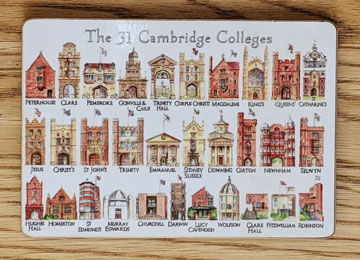 Wooden Fridge Magnet of Cambridge Colleges