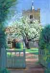 Grantchester Church and Cherry Blossom